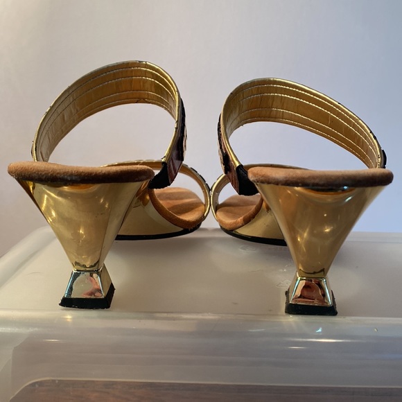 Onex Two-Strap Heels with Bronze Studded Accents - Picture 7 of 7